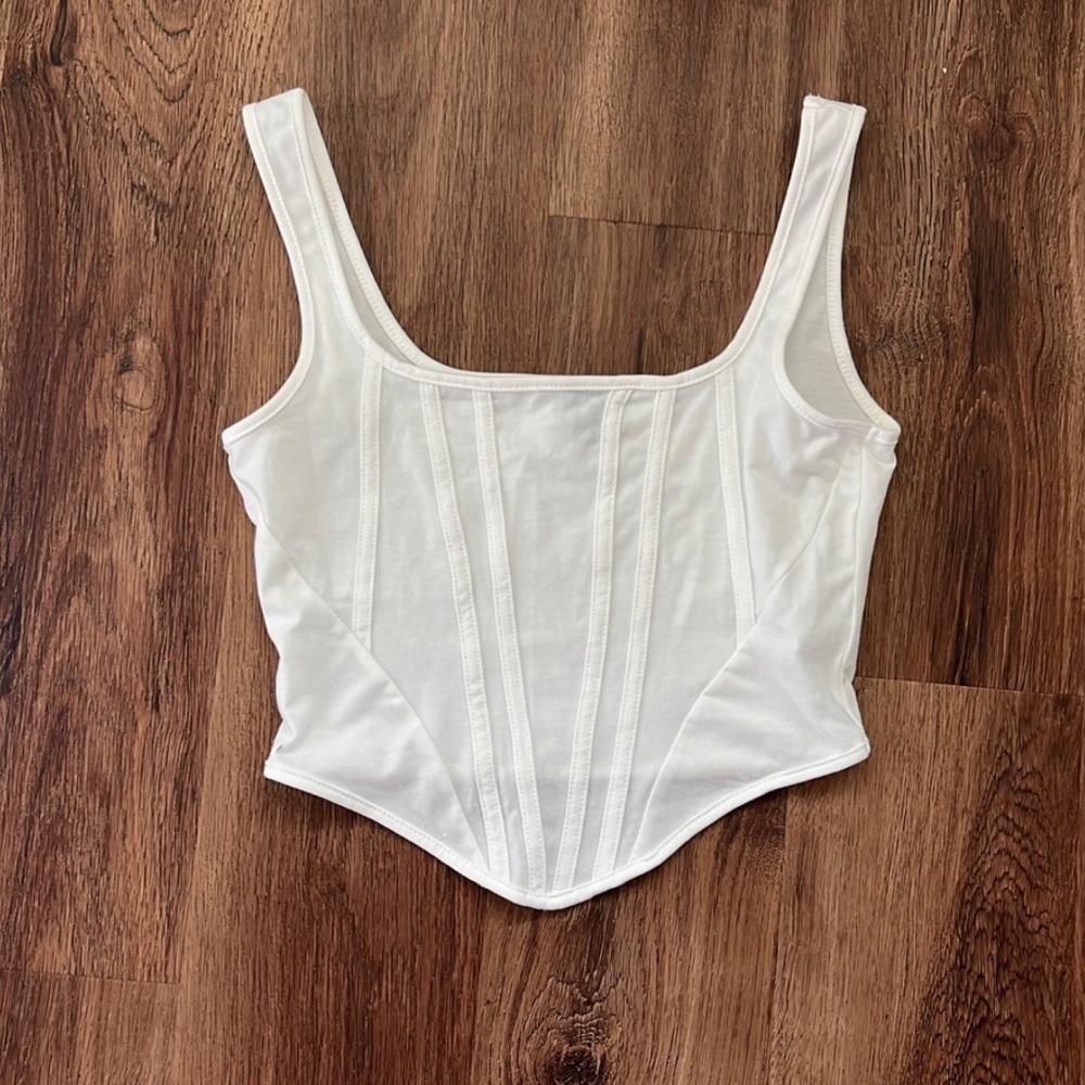 white corset crop tank top